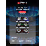 GAS STOVE D/ BURNER -GLASS TOP (MGS-GT622)