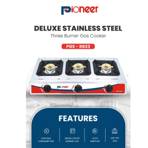 GAS STOVE THREE BURNER S/S-PIONEER (PGS-RB33)