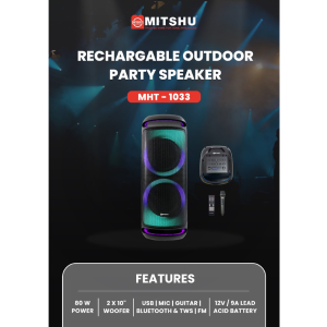 RECHARGEABLE SPEAKERS - 80W (2X10')  (MHT-1033)